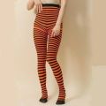 Goth Punk Women Striped Pantyhose Rainbow Long Tights Christmas High Waist Cosplay Stocking Elastic Slim Legging Long Socks.