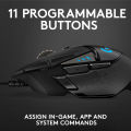 Logitech g502 Hero High Performance Wired Gaming Mouse, Hero 25K Sensor, 25,600 DPI, RGB, Adjustable Weight, 11 Programmable Buttons, On-Board Memory, PC/Mac. 