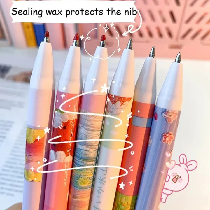 6PCS/Set%20Cute%20Cartoon%20Press%20Kawaii%20Pen%20Student%20Stationery%20Black%20Ball%20Point%20Pens%20Students%20Writing%20Tool%20-%20Image%203
