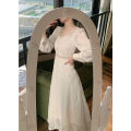 2023Spring-Summer NewinsSuper Fairy Slimming Embroidered Lace High-End Dress Women's French First Love Platycodon Grandiflorum Skirt.