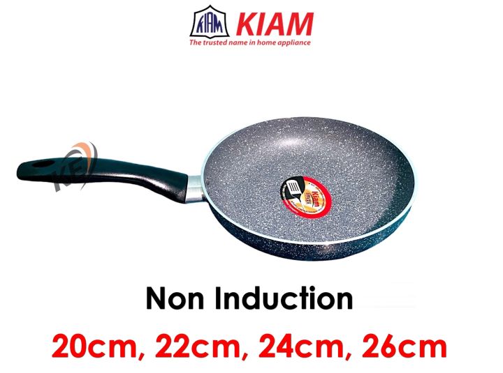 Kiam non-stick fry pan 20cm, 22cm, 24cm, 26cm marble coating without glass lid (Tapper)
