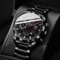 DEYROS Relo Men Black Stainless Steel Watch Analog Quartz Calendar Watch for Men. 