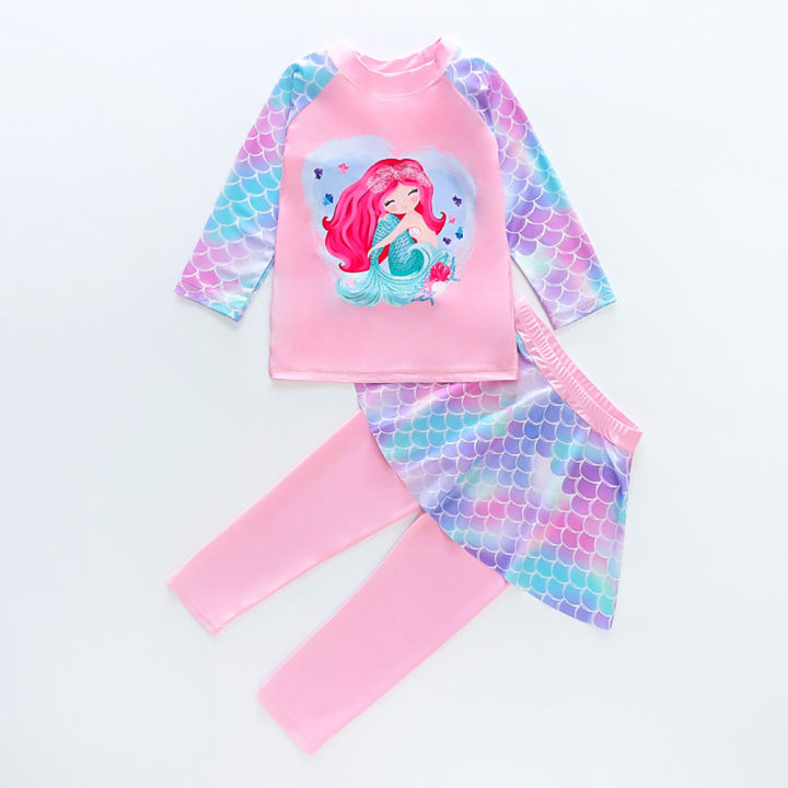 DSstyles%202pcs%20Girls%20Split%20Swimsuit%20Cartoon%20Mermaid%20Long%20Sleeves%20Tops%20Long%20Pants%20Beach%20Sunscreen%20Quick-drying%20Swimming%20Suit%20-%20Image%203