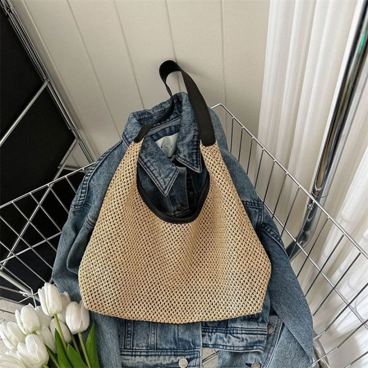 Woven%20Bag%20Women's%20Summer%20New%20Fashion%20Retro%20Tote%20Bag%20Versatile%20Large%20Capacity%20Shoulder%20Bag%20Straw%20Bag%20-%20Image%206