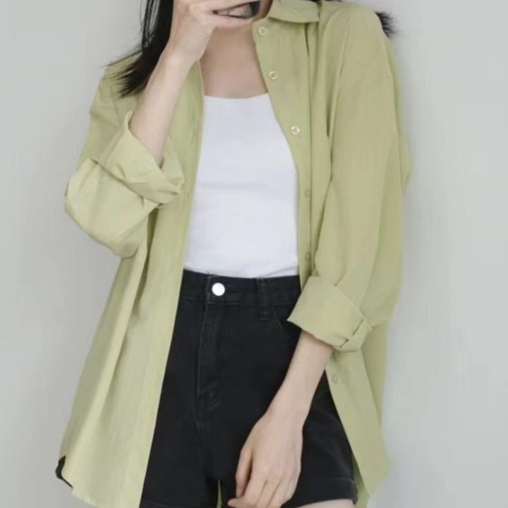 Fashion%20Casual%20Spring%20and%20Summer%20Sun%20Protection%20Shirt%20Korean%20Style%20Women2023New%20Niche%20Thin%20Simple%20Graceful%20Solid%20Color%20Shirt%20-%20Image%204