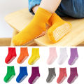 6 Pairs/Lot Spring Autumn Kids Anti-slip Socks Solid Color Soft Breathable Cotton Babys Boat Socks Boys Girls Trampoline Socks. 