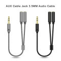 AUX Cable Jack 3.5MM Audio Cable Male to Double Female Stereo Audio Cable Nylon Braided Headphone Splitter Y Type Audio Cable Cherry Super Store. 