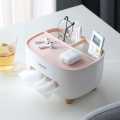 Desktop Tissue Storage Box – Organizer for Phones, Remotes & Stationery.