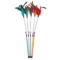 Pet Cat teasing spring stick toys with feather tease cat and kitty.