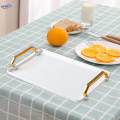 Makeup Vanity Tray Home Decorative Tray Desktop Organizer Non Slip with Dual Handles Buffet Plates Decorative Tray Kitchen Housewarming Gift. 