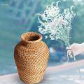 Hand Woven Rattan Flower Basket Vase Boho Flower Holder Plant Flower Vase. 