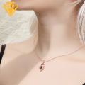 I Love You in 100 Languages Rhinestone Inlaid Hollow Heart Projection Necklace. 