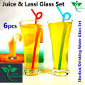 Premium Water and Juice Glasses Set of 6/2 Transparent 300ml Drinking Water Glass, Pilsner Stylish and Crystal Highball Glasses for Water, Juice, Milk, Lassi, and Cocktails. 