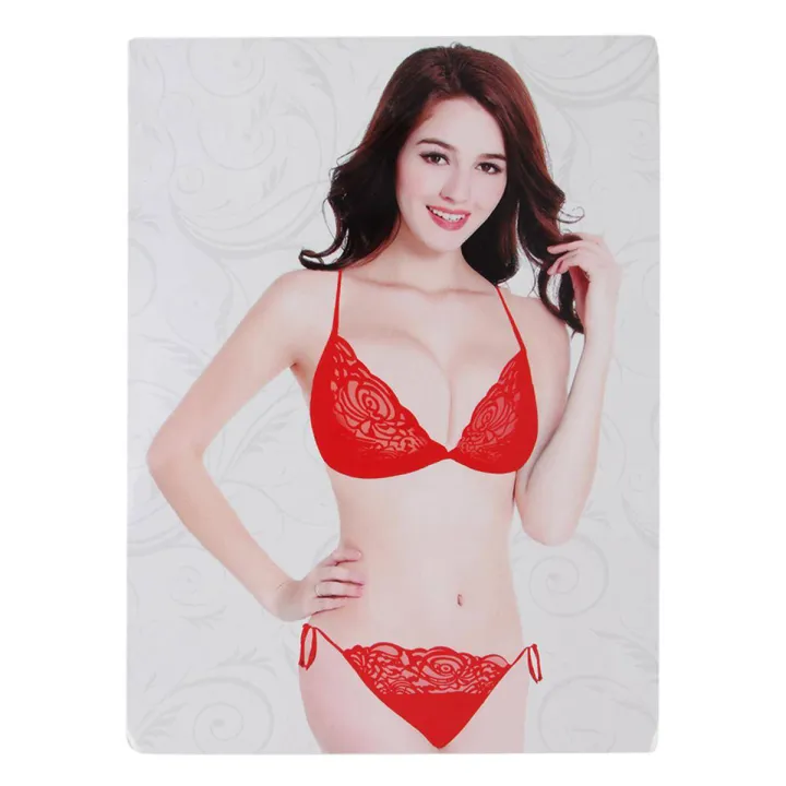 Red Silk Bra and Pantie Set For Women