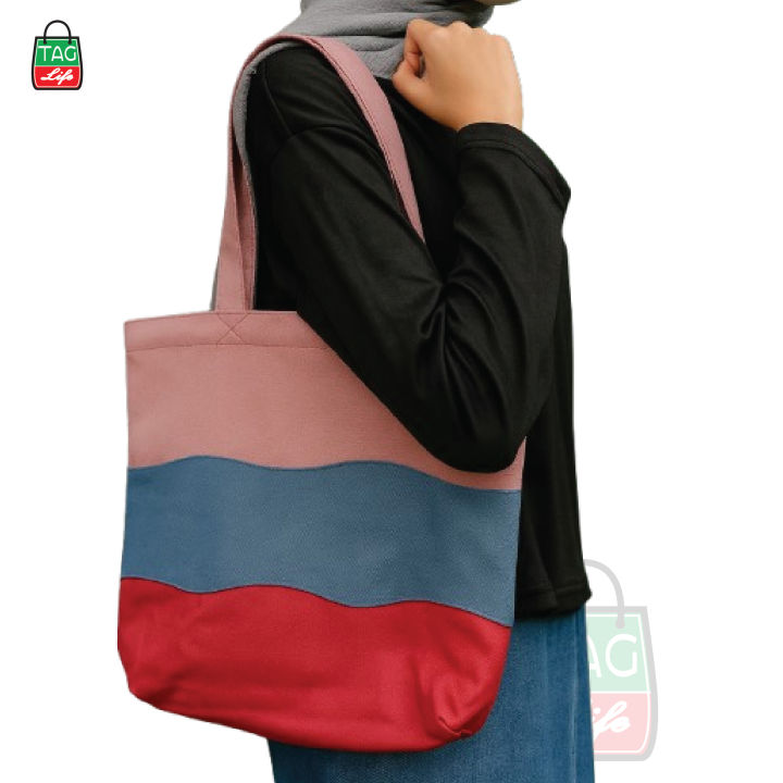 TAG%20Lifestyle%20Multicolor%20Canvas%20Tote%20Bag/Fashionable%20Mixed%20Color%20Tote%20Bag%20With%20Zipper%20Enclosure%20for%20girls%20For%20University/College/Trendy%20Fashionable%20Women%20-%20Image%204