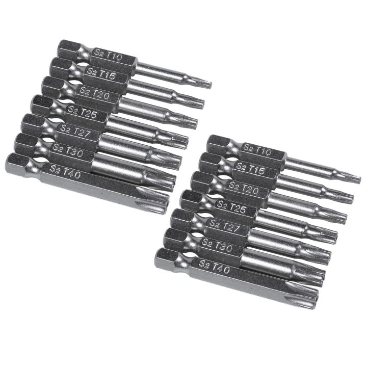 14Pcs Set Star Bit Screwdriver Drill Bits Screw Driver Magnetic 1/4Inch ...