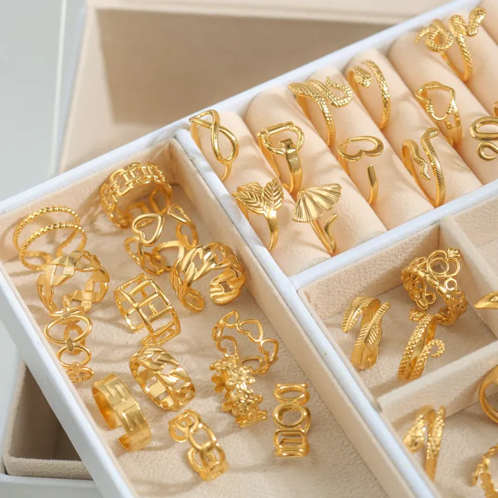 New%20Stainless%20Steel%20Jewelry%20Rings%20For%20Women%2018k%20Gold%20Plated%20Link%20Chain%20Geometric%20Twisted%20Wide%20Band%20Open%20Adjustable%20fashion%20Rings%20-%20Image%205