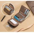 High Quality Carrken New Fashion Retro PU Leather Short Wallet Men 3 Fold Card Holder Multi-card Coin Purse.