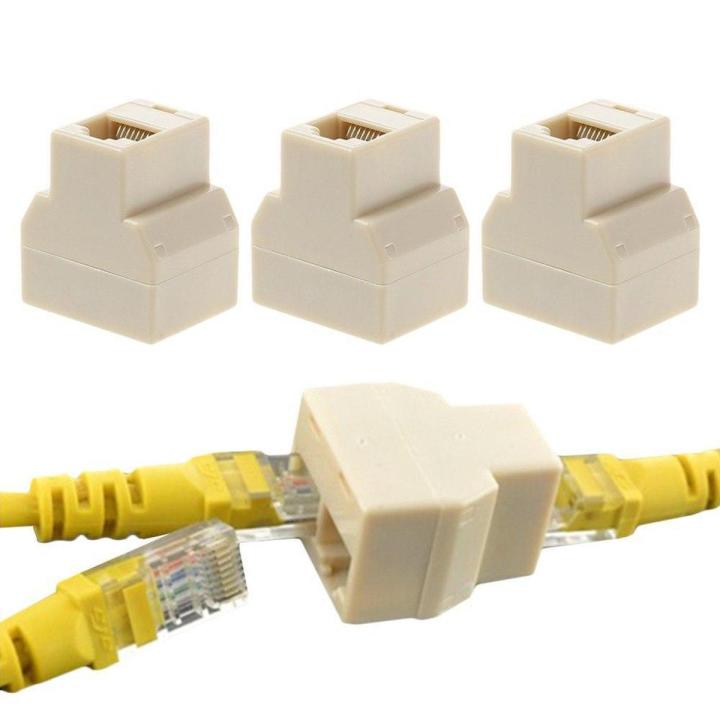 3Pcs/set 1 To 2 Way LAN Ethernet Network Cable RJ45 Female Splitter Connector Adapter for Computer White High Quality