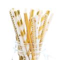 25pcs Metallic Gold heart star Foil Stripe Paper Straws Disposable Tableware Wedding Decor Baby Shower Birthday Party Supplies.