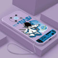 HUAWEI Nova 8i 7i 7 SE 3i 3e 4e 4 Huawei Nova Y90 Y70 Y71 Y61 Y70 Plus Smile Astronaut Square Phone Case Liquid Silicon Soft Casing nasa Cover. 
