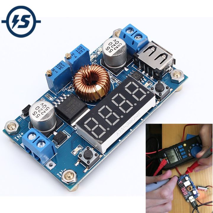 【beauty code store】（NEW）Step Down Buck Converter Power Supply Module Board 1.2-32V Adjustable 5A Constant Current LCD Digital