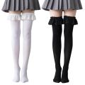 Womens Japanese Anime Thigh High Socks Lolita Gothic Lace Ruffles Trim Stockings.