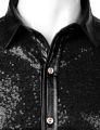 Black Sequin Glitter Dress Shirt Men Shiny Long Sleeve Button Down 70s Disco Party Dance Shirt Male Christmas Halloween Costume. 