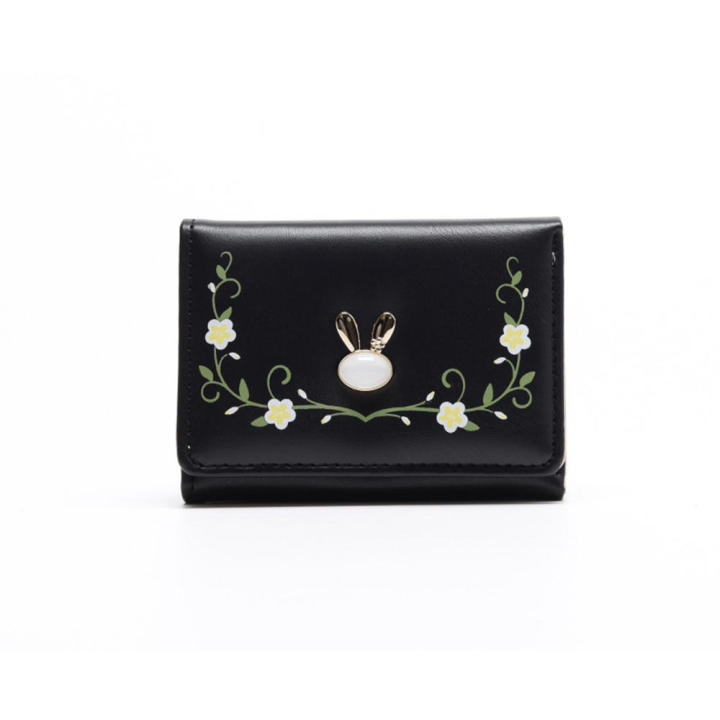 Multi-Slot Cute Bunny Wallet Functional Three Fold Lady Wallet Cartoon Rabbit Card Bag Cartoon Three Fold Wallet for Student Accessory Money Clip Casual Use Gift Item Daily Carry