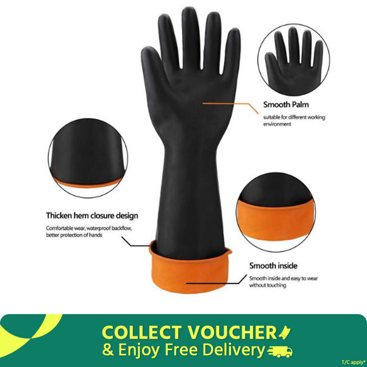 1 Pair Industrial 2 Colour Rubber Hand Gloves