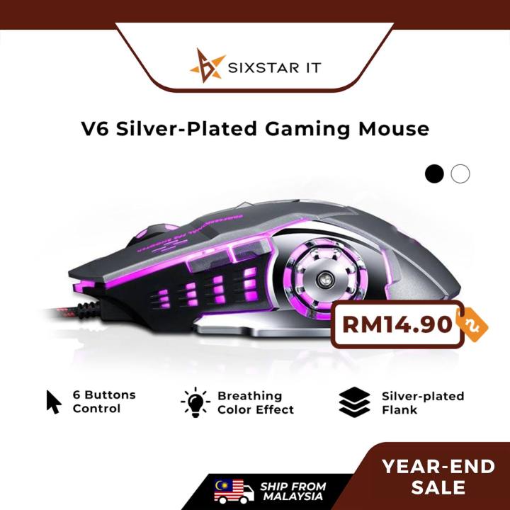 【 YEAR-END SALE 】 V6 Mechanical Gaming Mouse Wired 6 Buttons Breathing RGB Light