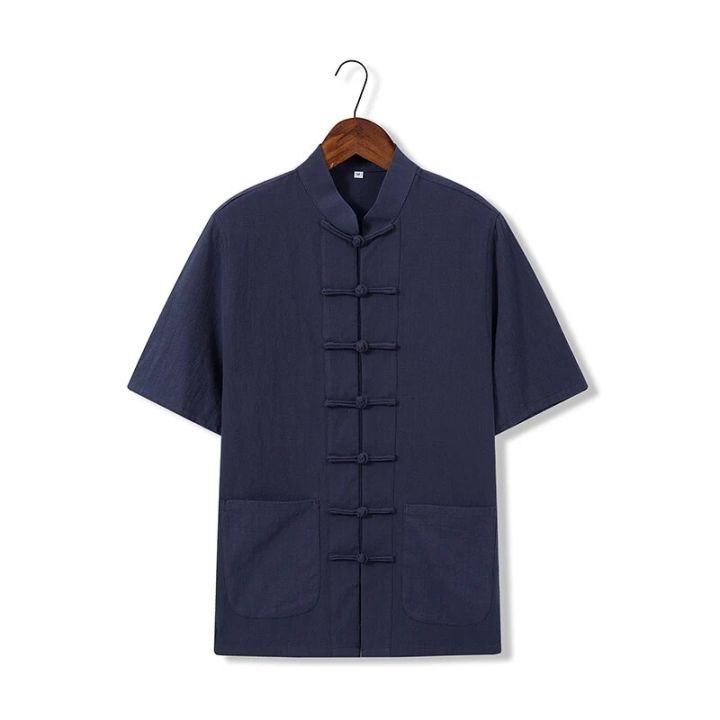 New%20cotton%20linen%20shirt%20Tang%20suit%20one%20word%20button%20short%20sleeve%20hirt%20Chinese%20style%20men%20Tops%20Male%20loose%20casual%20Kung%20fu%20outfit%20shirt%20-%20Image%203