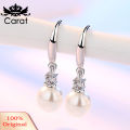 Chic Women Zircon Inlaid Faux Pearl Hook Earrings Eardrop Party Bridal Jewelry. 