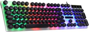 Bilashmart ZGB G21 Keyboard Wired USB Gaming Mouse Flexible Polychromatic LED Lights Computer Mechanical Feel Backlit Keyboard