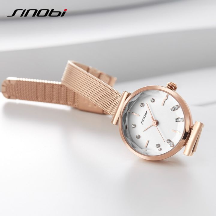 SINOBI%20Fashion%20Luxury%20Women's%20Watches%20Golden%20Stainless%20Steel%20Small%20Dial%20Bracelet%20Mesh%20Quartz%20Watch%20Ladies%20Wristwatch%20muje%20-%20Image%205