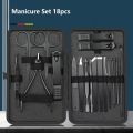 【Customizable】 7/10/18 Pcs Classic Black Manicure Set Hand Feet Facial Stainless Steel Accessories, All Black Nail Clippers. 
