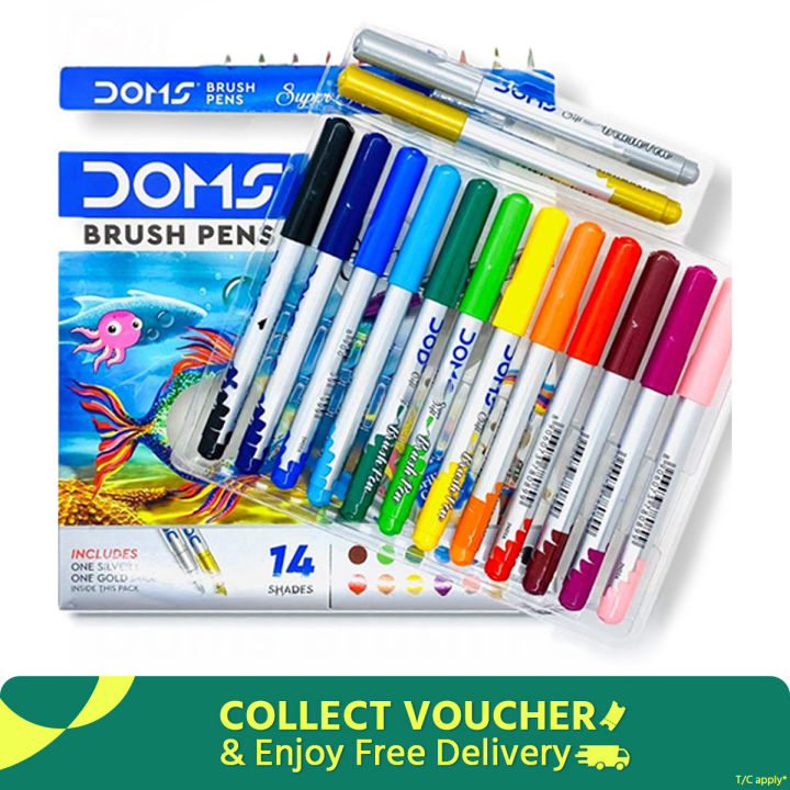 Doms Brush Pens 14 Shades for students and artists