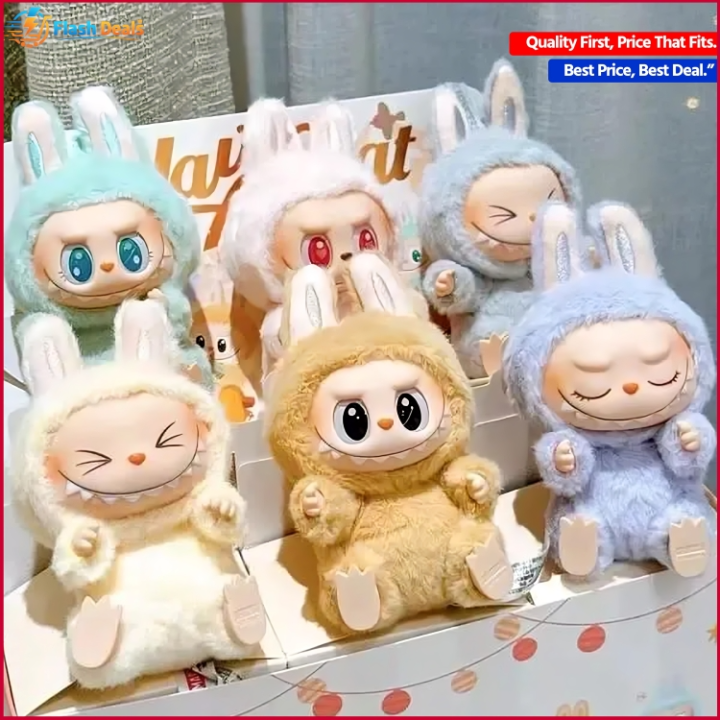Baby Sleeping Toy PP Cotton Labubu Vinyl Pendant Doll Vinyl Face Collection Labubu Cola Plush Pendant Comfortable Fluffy Labubu 3.0 Stuffed Toy Home Decor