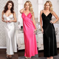 Kimono Dressing Women Silk Long Bath Robe Gown Stain Nightgownv Neck Bodycon Sleepwear Female Babydolls Ladies Pajamas.