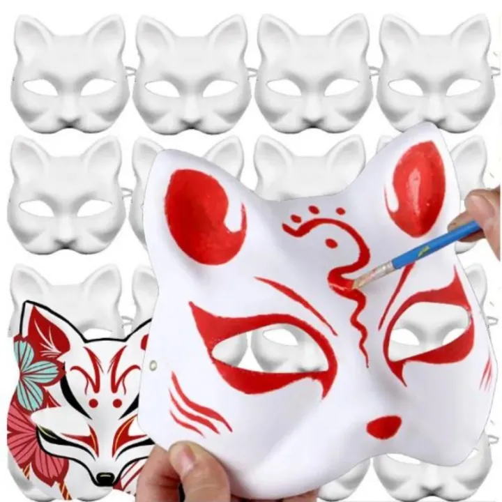 1%20Pcs%20Anime%20Halloween%20Foxes%20Mask%20Japanese%20Cosplay%20Rave%20Hand-Painted%20Anime%20Demon%20Slayer%20Half%20Face%20Cat%20Masks%20Festival%20Party%20Props%20-%20Image%203