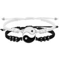 Woven Rope Bracelet Yin Yang Beads Adjustable Couple Pairing Friendship Gift.