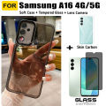 3 in 1 Samsung A16 Shockproof Silicone Phone Case with Camera Protective For Samsung A06 Anti blue light tempered film.