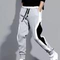 Color Matching Men Pants Drawstring Casual Ankle Banded Fall Trousers for Work. 