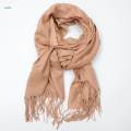 Womens Long Large Pashmina Shawl Wrap Scarf in Solid Colors Khaki. 