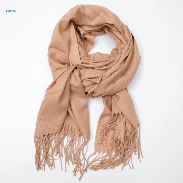 Womens%20Long%20Large%20Pashmina%20Shawl%20Wrap%20Scarf%20in%20Solid%20Colors%20Khaki%20-%20Image%208