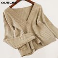 OUSLEE 2021 Cardigan Sweater Women Spring Long Sleeve Short Sweaters Female Ribbed Knitted Jumper Tops Femme Casual Soft Outwear. 