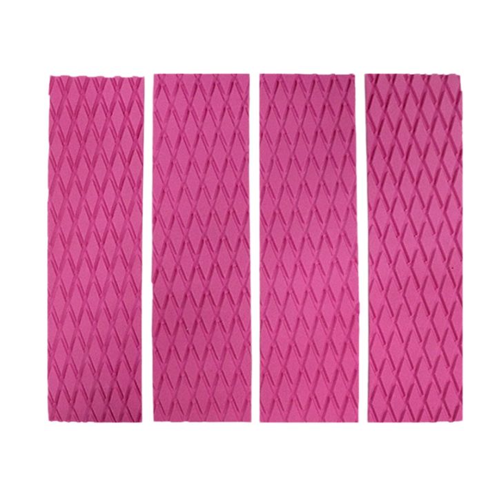 4Pcs/Lot Surfing Front Traction Pad-SUP Surfboard Deck Grip Mat Replacement with Adhesive (Pink)