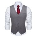 【Nightmaree】Grey Solid Rayon Polyester Suit Vest for Men Formal Wedding Business Blazer Waistcoat Men Clothing Wholesale DiBanGu.