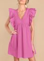 Women's Stylish Cotton Soft Summer Dress with Ruffle Trim and Flattering V-Neck. 