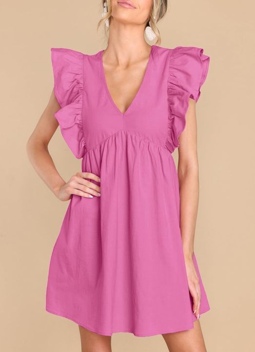 Women's%20Stylish%20Cotton%20Soft%20Summer%20Dress%20with%20Ruffle%20Trim%20and%20Flattering%20V-Neck%20-%20Image%203